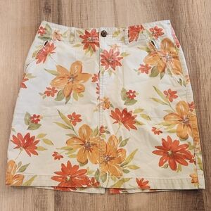 Eddie Bauer Womens Floral Skirt Stretch Cotton Zip Pockets 4P outdoor casual